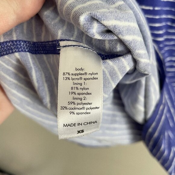 Lucy Women XS Blue White Striped Criss Cross Back Shelf Bra Athletic Tank Top - Picture 6 of 11